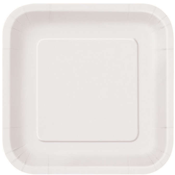 Piatti quadrati in cartone da 14 pezzi, colore bianco