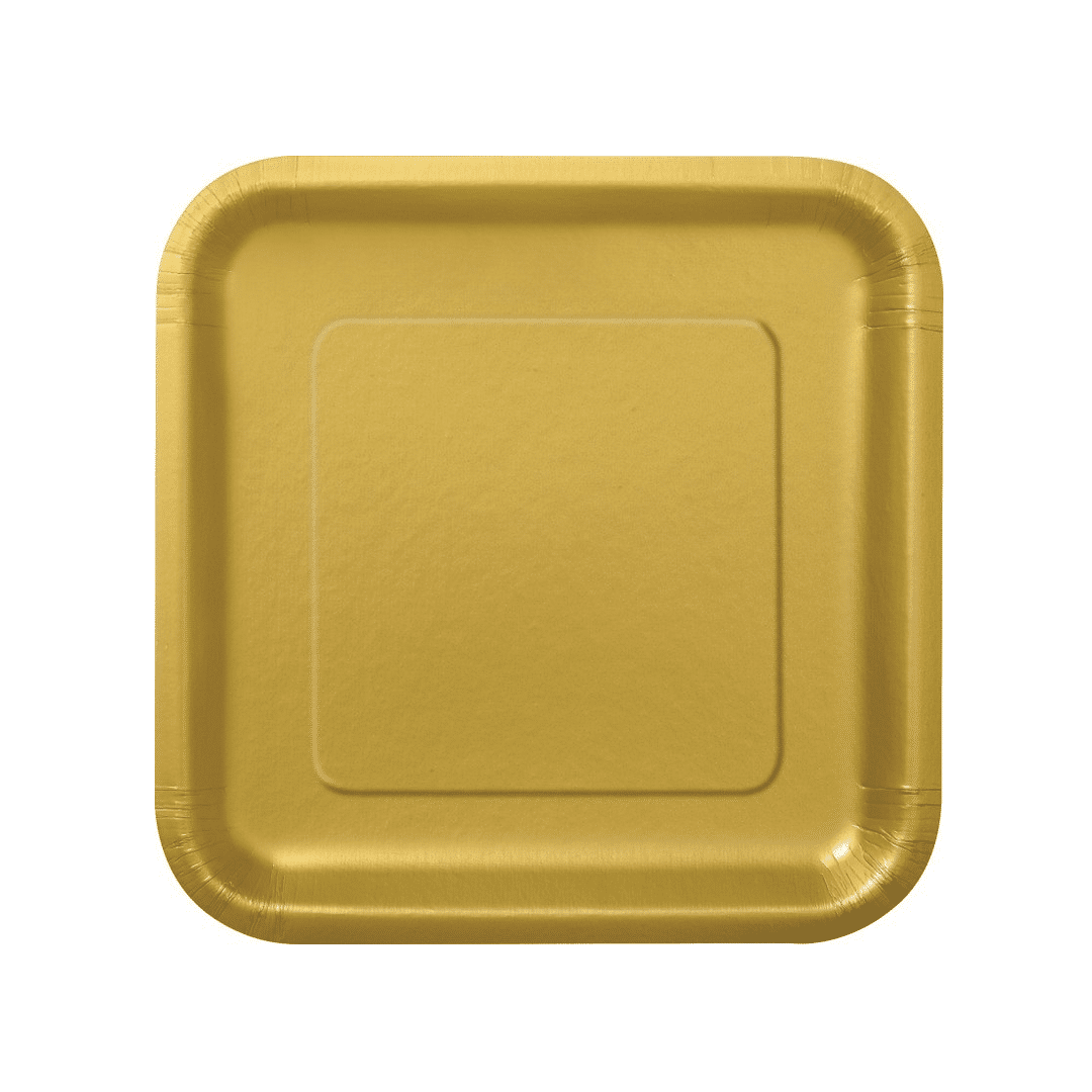 Piatti dessert in cartone da 16 quadrati, colore oro