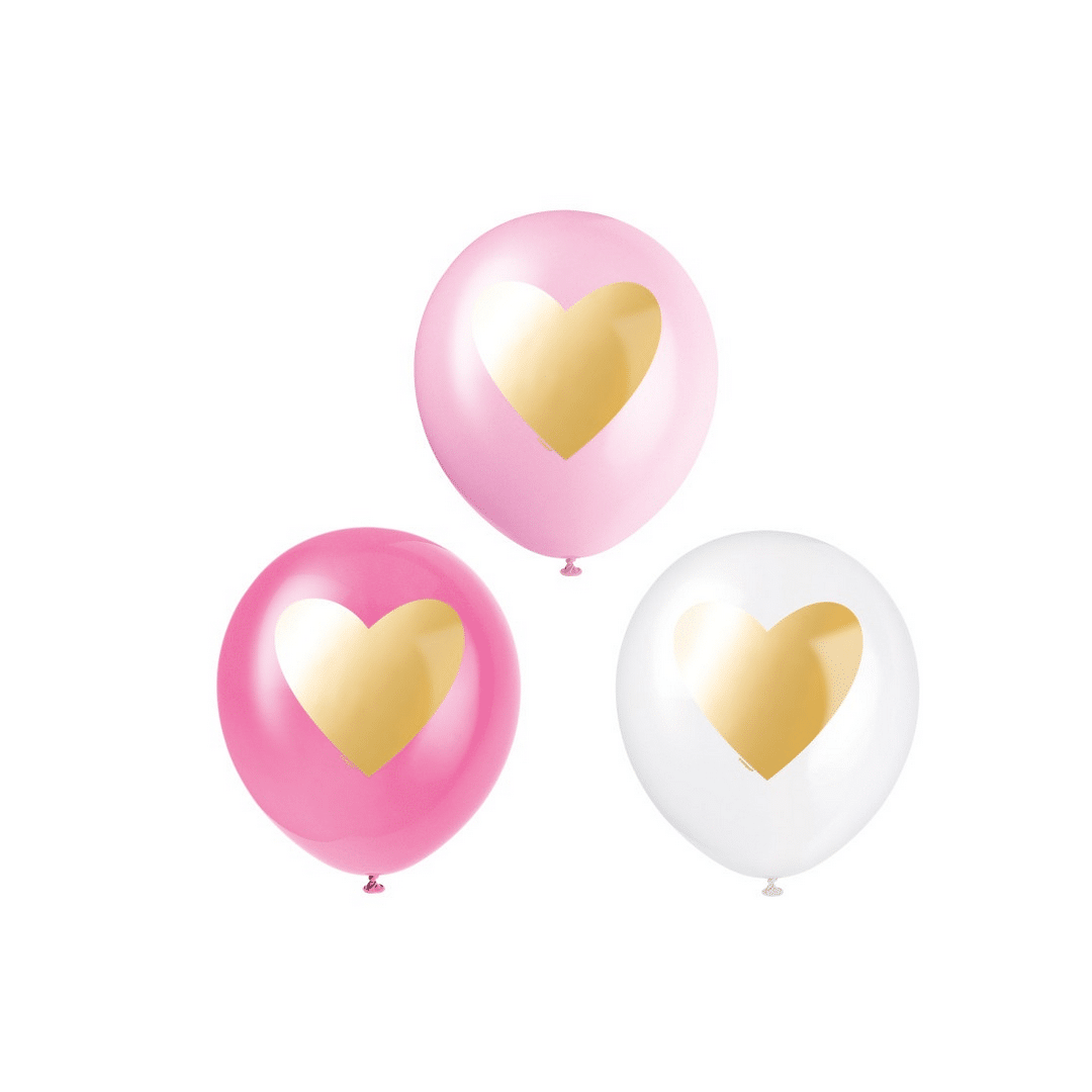 6 palloncini metallici con motivo a cuore