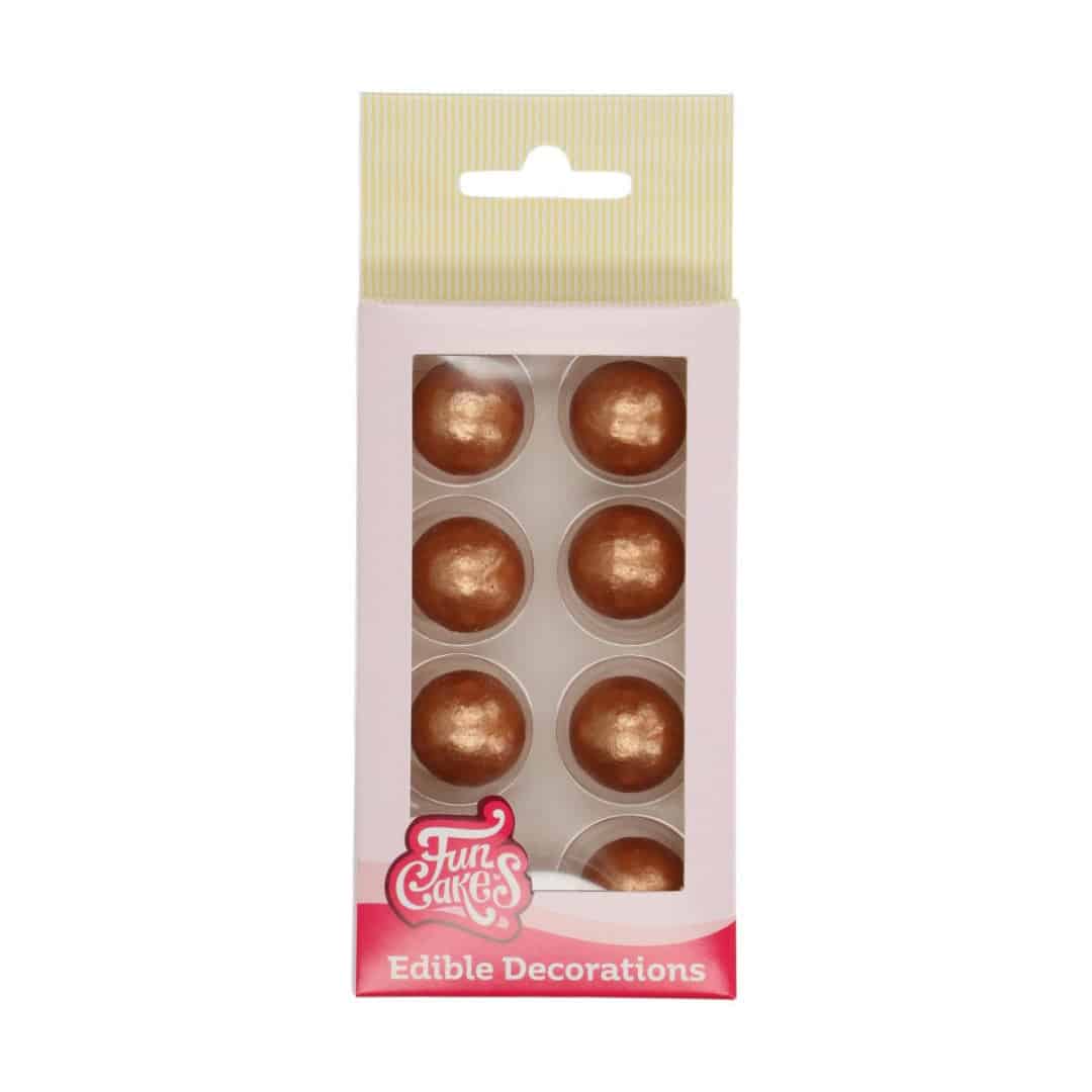 set di 8 palline di cioccolato bronzo-oro