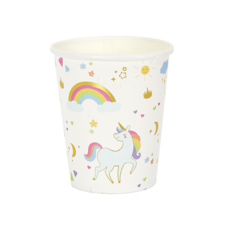 6 bicchieri di cartone con unicorno