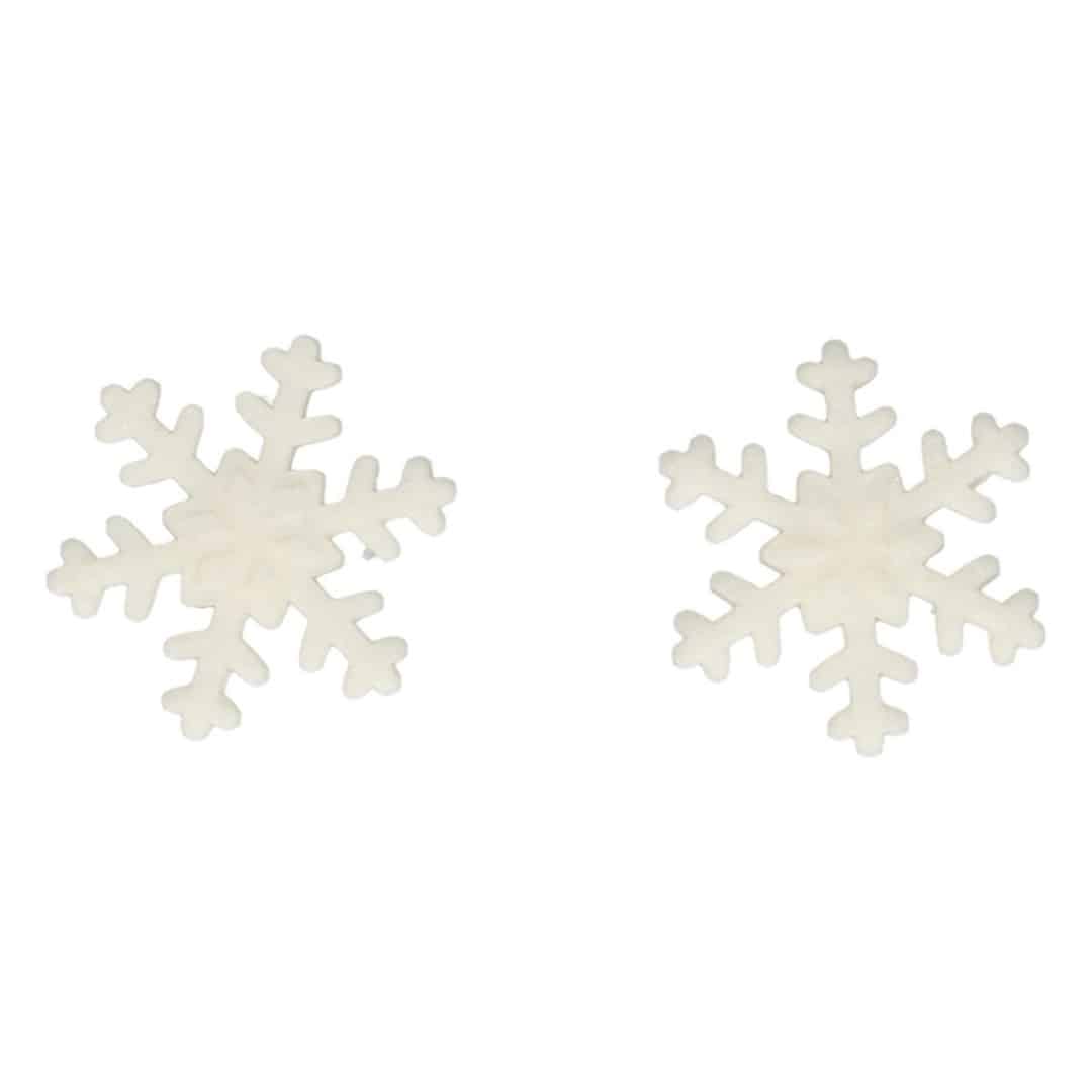 decorazioni a forma di fiocco di neve di zucchero bianco per tronchetto di Natale