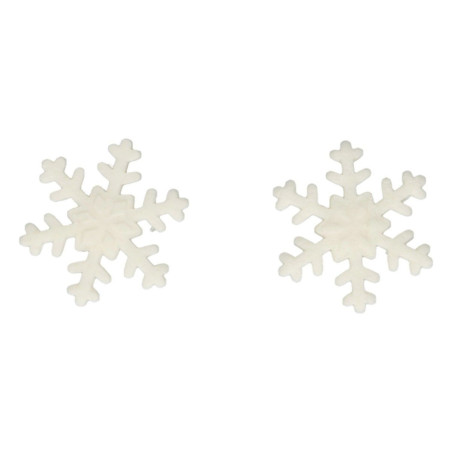 decorazioni a forma di fiocco di neve di zucchero bianco per tronchetto di Natale