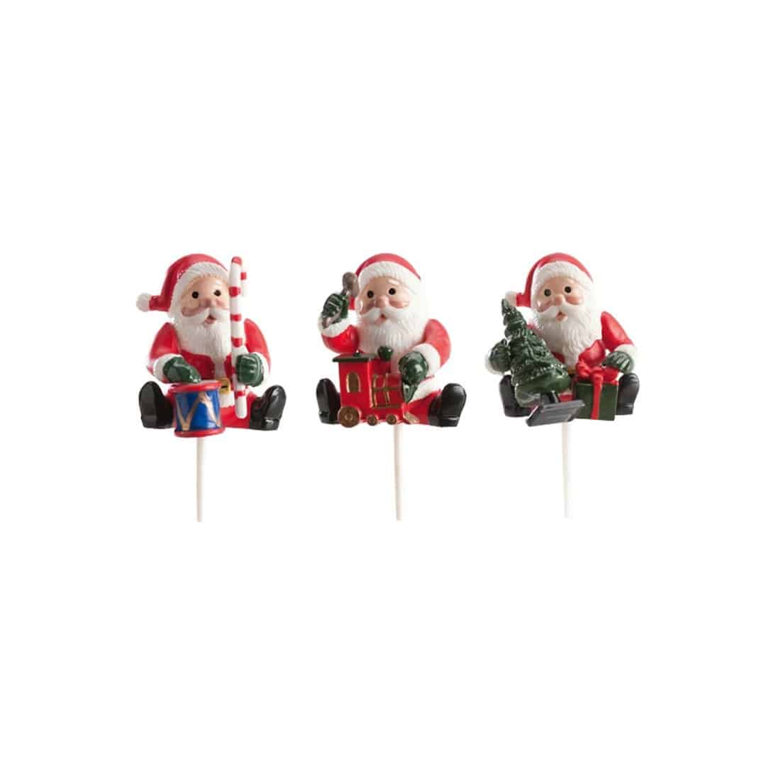 Decorazioni natalizie per tronchetto di Natale - Babbo Natale - set da 3