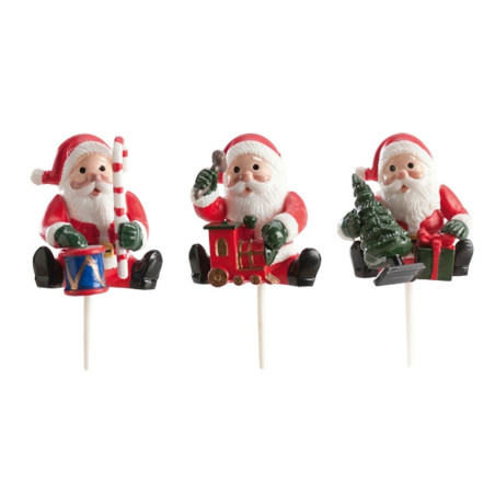 Decorazioni natalizie per tronchetto di Natale - Babbo Natale - set da 3