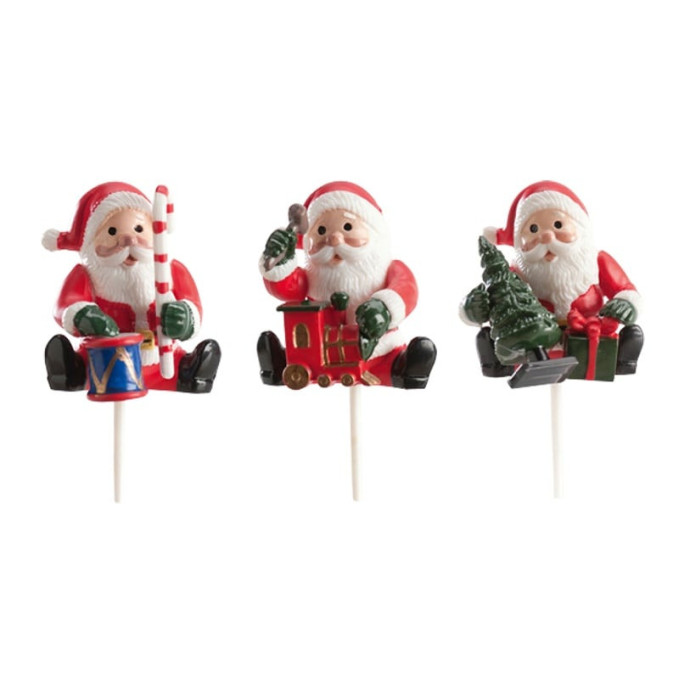 Decorazioni natalizie per tronchetto di Natale - Babbo Natale - set da 3