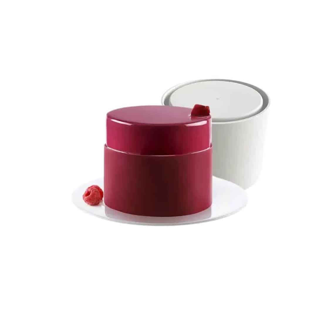 stampo e torta realizzati con uno stampo a torre silikoamrt