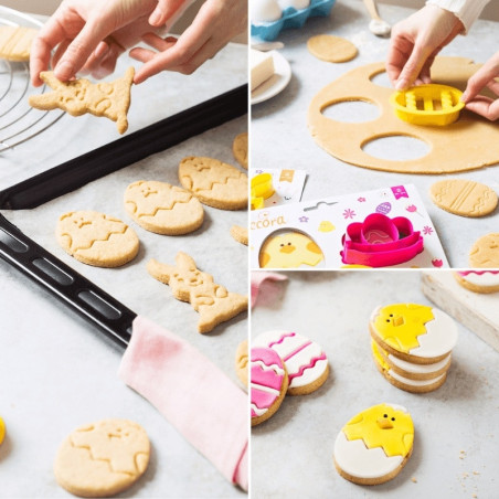 utilizzando le formine per biscotti di Pasqua