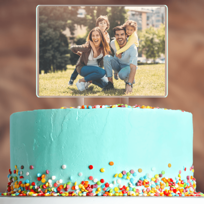 cake topper trasparente personalizzabile con foto