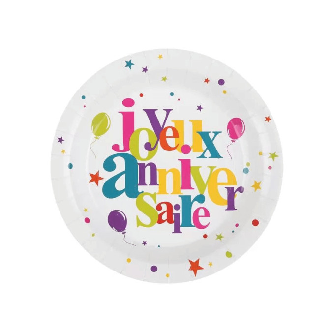 piatti multicolori di buon compleanno