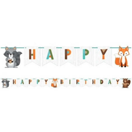 Banner di compleanno degli animali della foresta