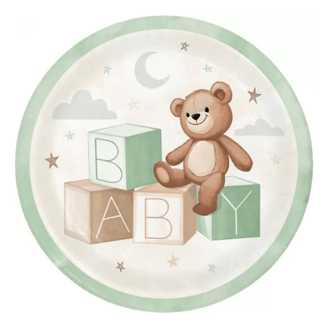 piatto con orsetto di peluche
