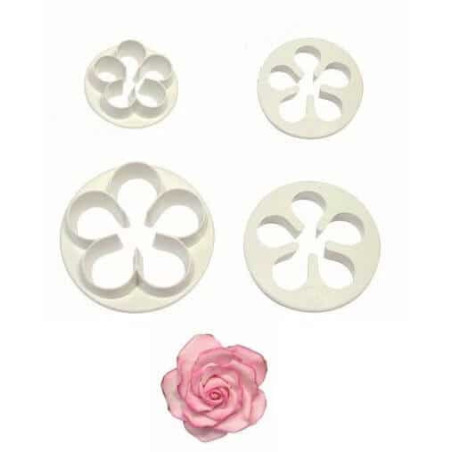 4 stampini per realizzare una rosa in pasta di zucchero