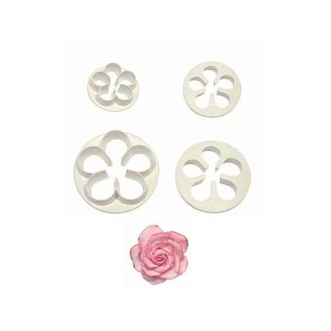 4 stampini per realizzare una rosa in pasta di zucchero