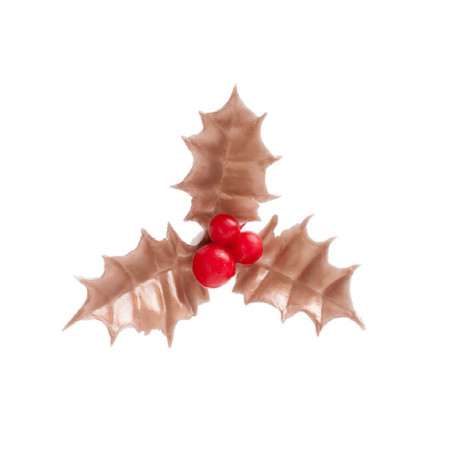 10 stuzzicadenti in bronzo con foglie di agrifoglio per il ceppo di Natale