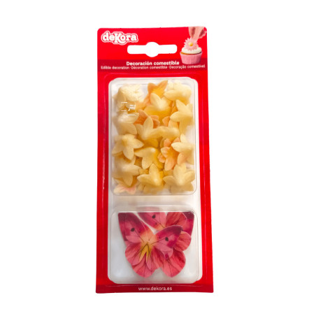 farfalle rosse e fiori gialli in matzo