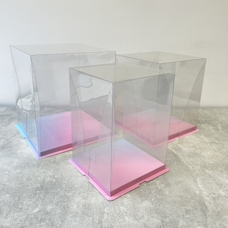 scatole-torta quadrate rosa e blu