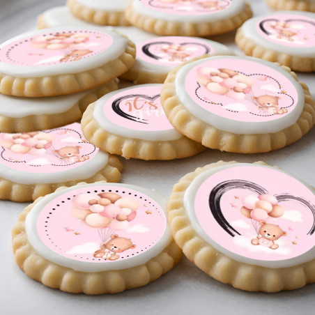 12-Mini-dischi-di-zucchero-baby-shower-bambina-5-cm-sabbia
