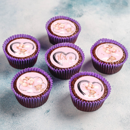 12-Mini-dischi-di-zucchero-baby-shower-bambina-cupcake-5cm