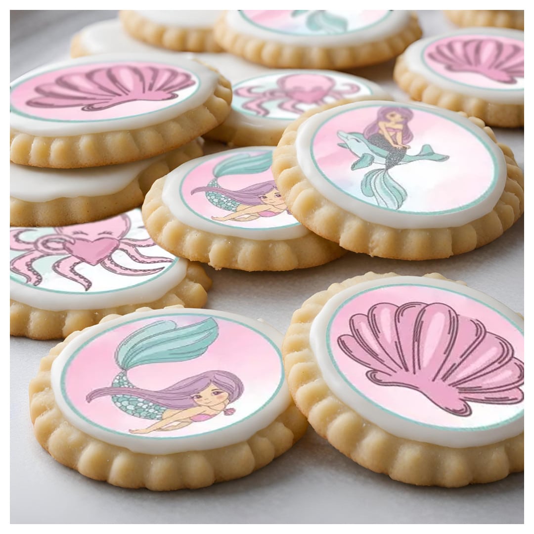12 mini dischi di zucchero-sirena-sabbia
