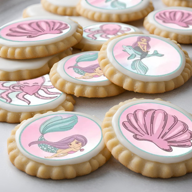 12 mini dischi di zucchero-sirena-sabbia