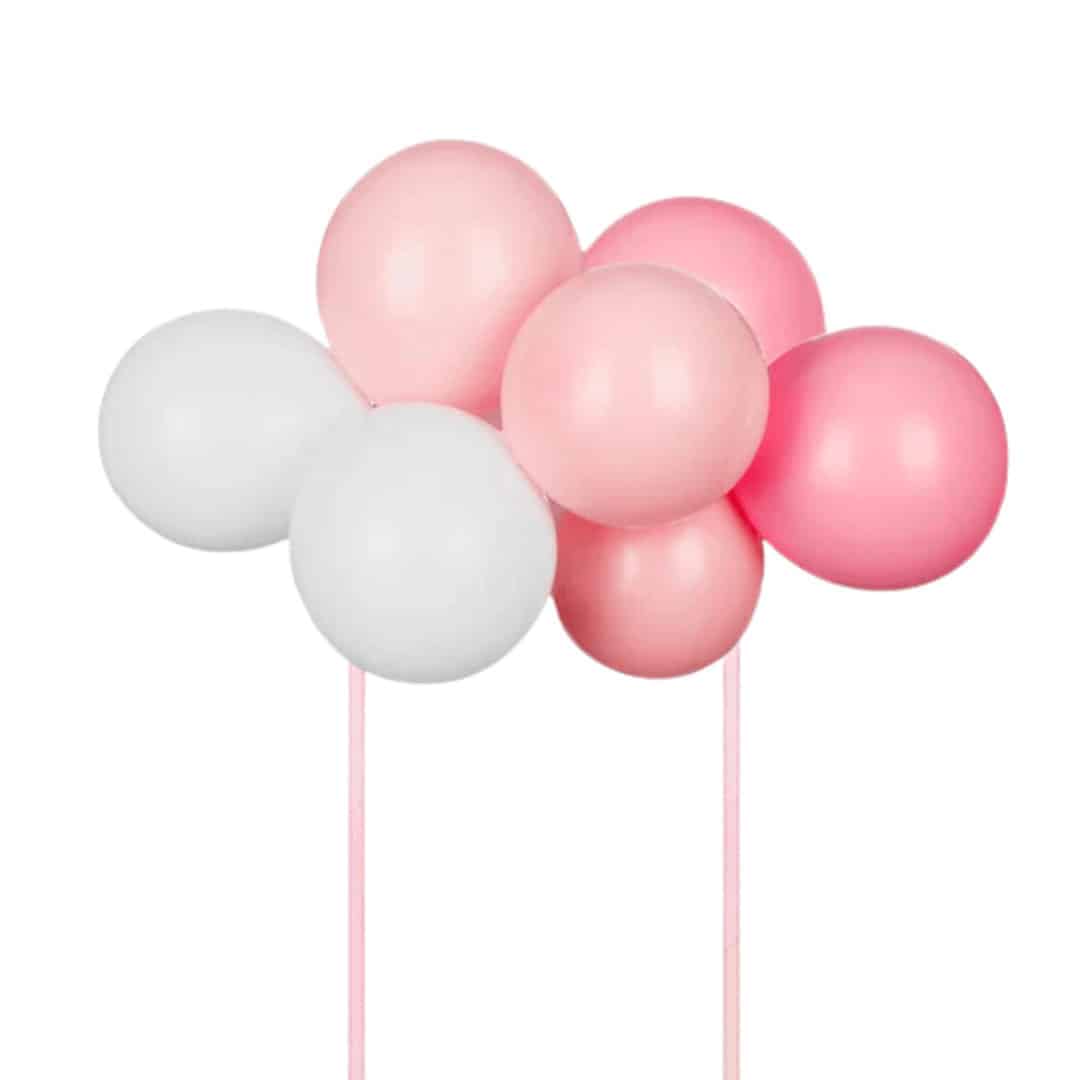 decorazione per torta con palloncini rosa