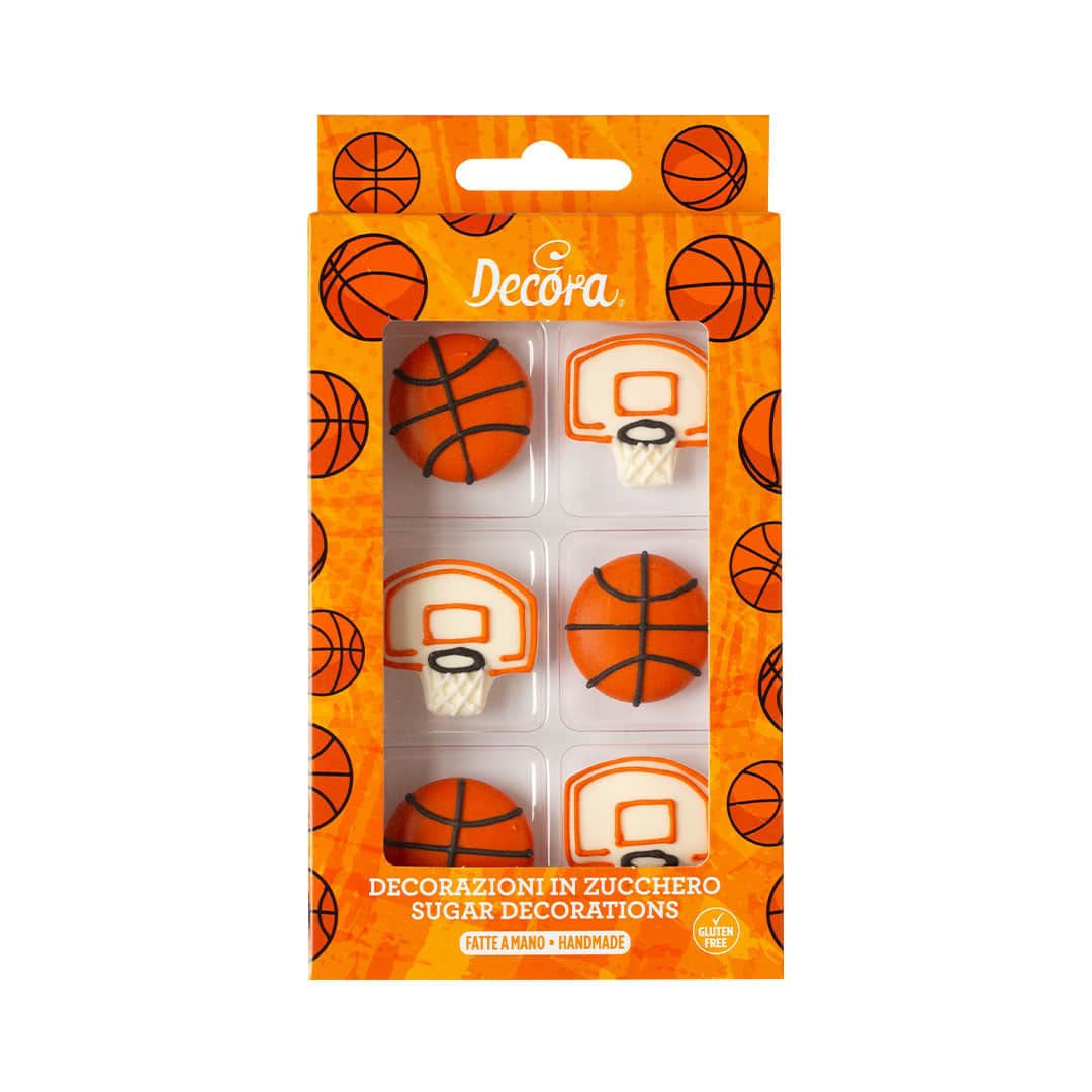 6 palloni da basket di zucchero 2D