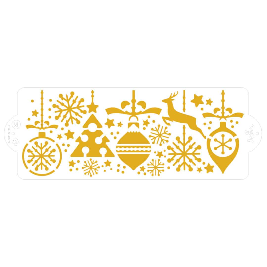 decora lo stencil della torta con scena di Natale