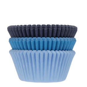 75 pirottini blu per cupcake, 3 tonalità - Ø 5 cm