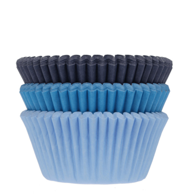 75 pirottini blu per cupcake, 3 tonalità - Ø 5 cm