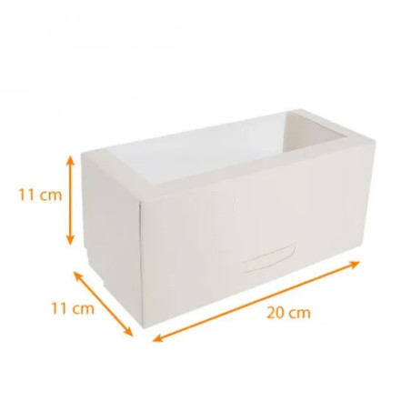 scatola per tronchetto natalizio con finestra, 20 cm, bianca