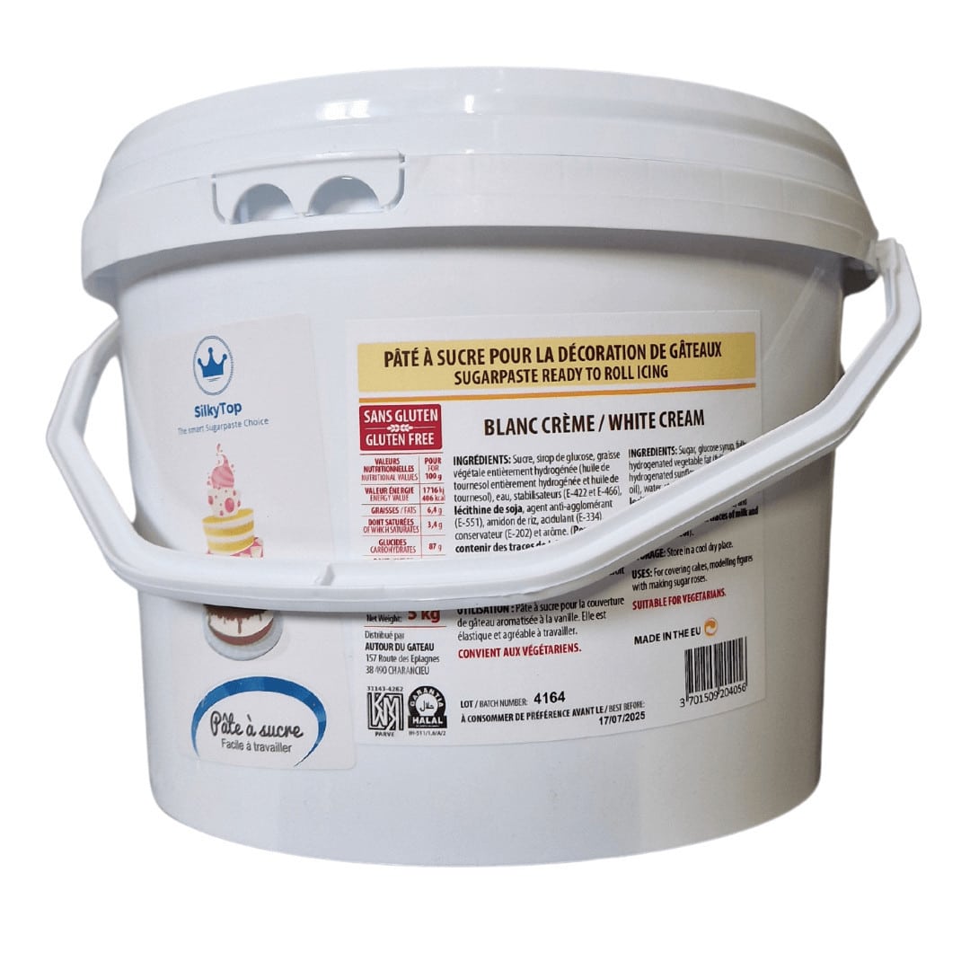 Pasta di zucchero bianca Silkytop Cream 5 Kg | Progettazione di torte