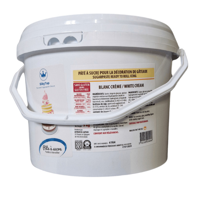 Pasta di zucchero bianca Silkytop Cream 5 Kg | Progettazione di torte