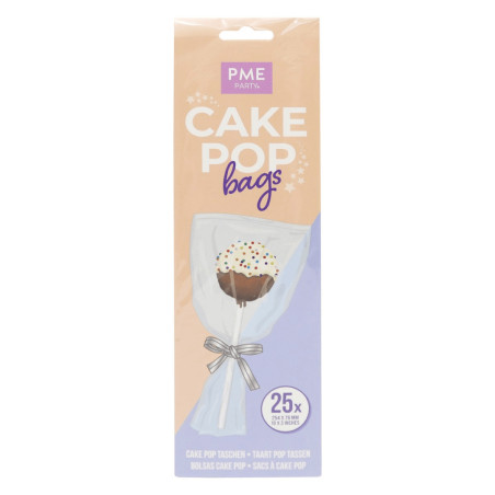25 sacchetti trasparenti per cakepop con nastro