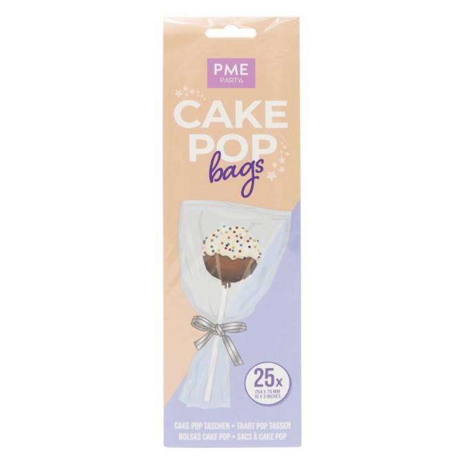 25 sacchetti trasparenti per cakepop con nastro