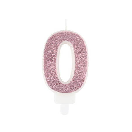 Candelina con numero rosa glitterato per torta - Numero a tua scelta