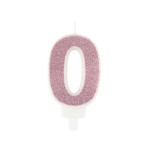 Candelina con numero rosa glitterato per torta - Numero a tua scelta