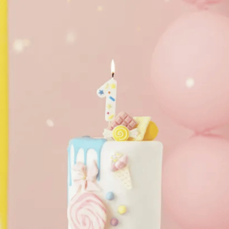 il numero della candela spruzza 1 sulla torta
