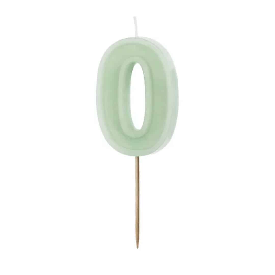 candela numero verde pastello 0