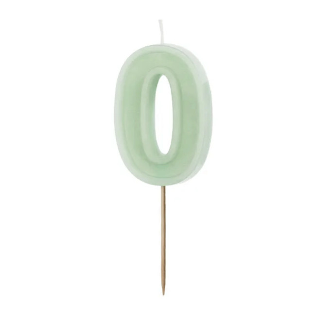 candela numero verde pastello 0