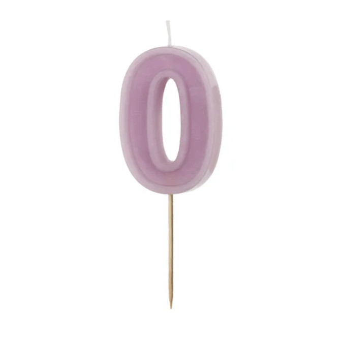 Candela numero 0 viola pastello
