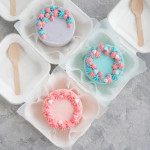 diverse torte bento colorate nella loro scatola