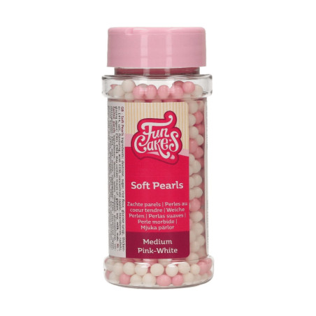 vaso di funcakes con perle di zucchero rosa e bianche