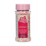 vaso di funcakes con perle di zucchero rosa e bianche