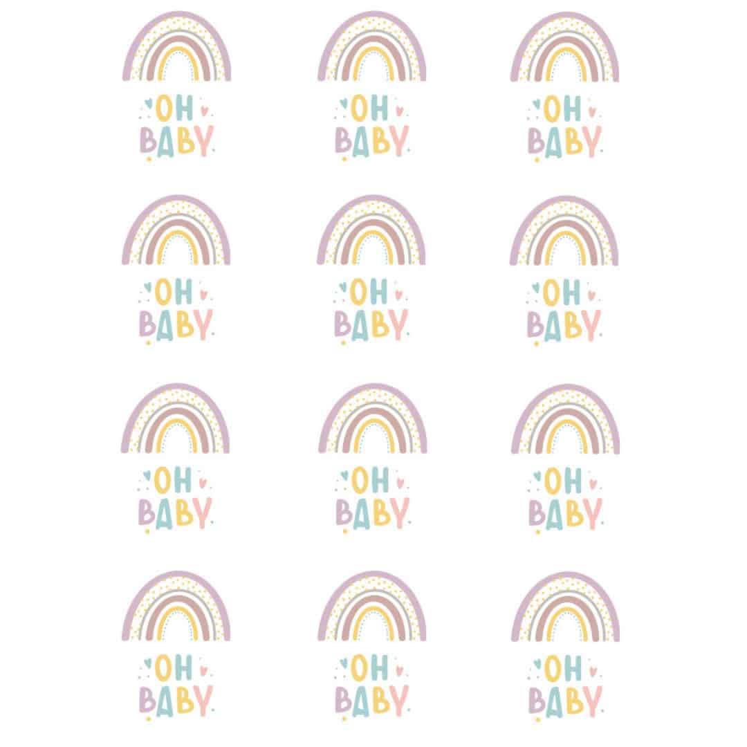 12 dischetti di zucchero arcobaleno Oh baby
