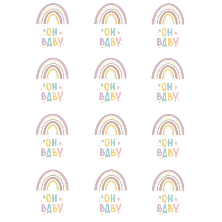 12 dischetti di zucchero arcobaleno Oh baby