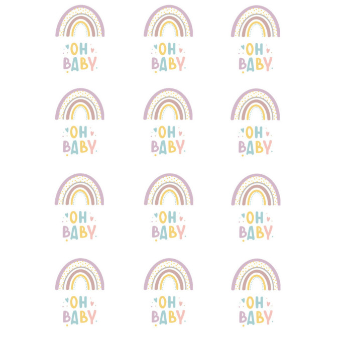 12 dischetti di zucchero arcobaleno Oh baby
