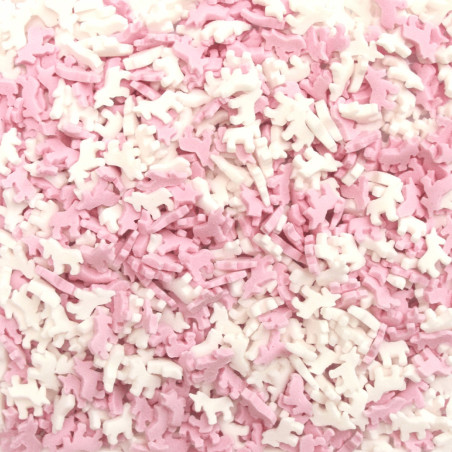 confettini di zucchero unicorno rosa e bianco