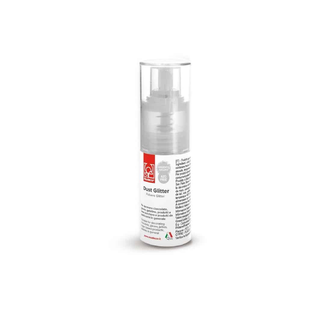 Spray in polvere argentata scintillante