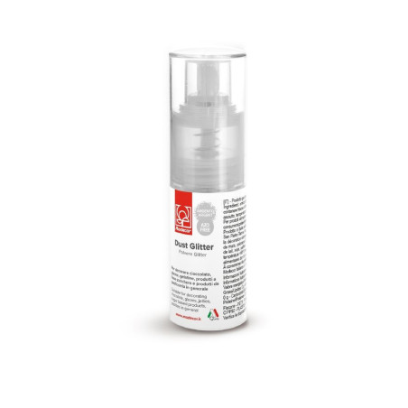Spray in polvere argentata scintillante